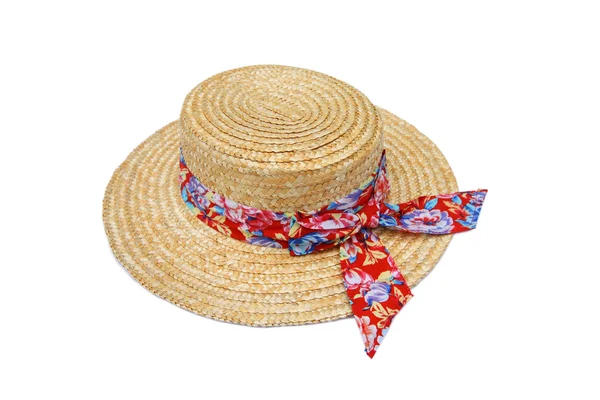 stock image Summer straw hat isolated on white