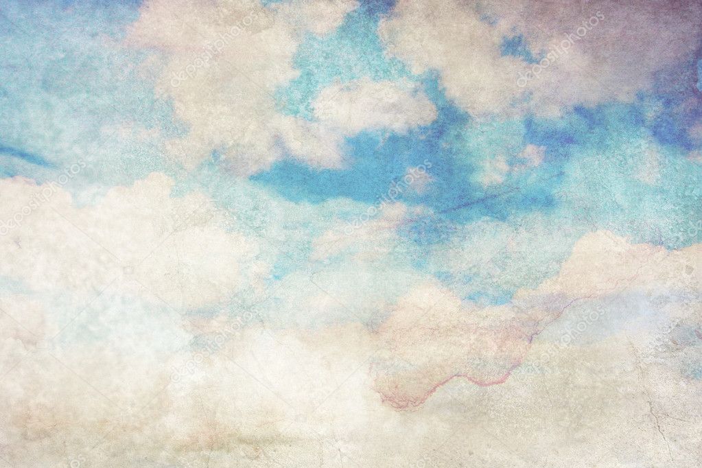 Grungy background with white clouds