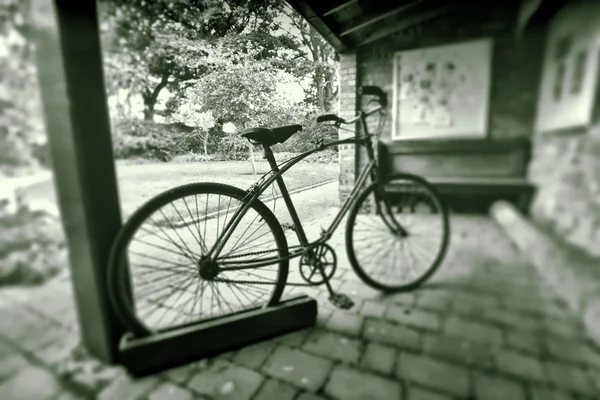 Vintage cykel i sort og hvid - Stock-foto