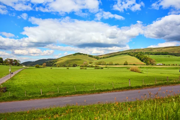 Шотландський краєвид з полями. — стокове фото