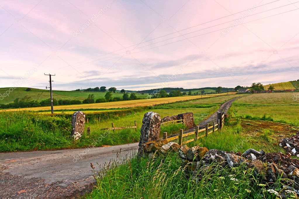 Scottish landscape with fields.