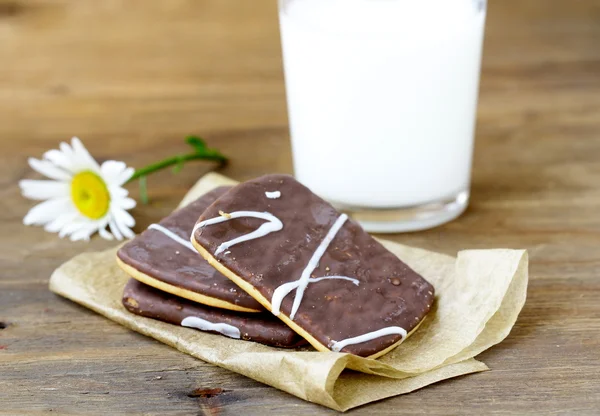 Round cookies with sunflower seeds and chocolate — Stock Photo, Image