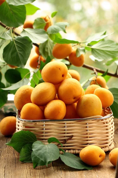 stock image Red ripe nectarine peaches on wooden table