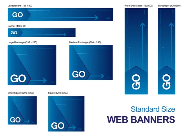 Standardní velikosti webových bannerů — Stockový vektor