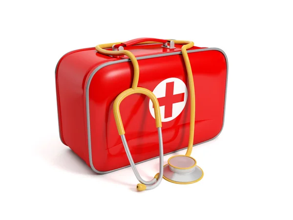 Ilustración 3d: kit médico sobre fondo blanco — Foto de Stock