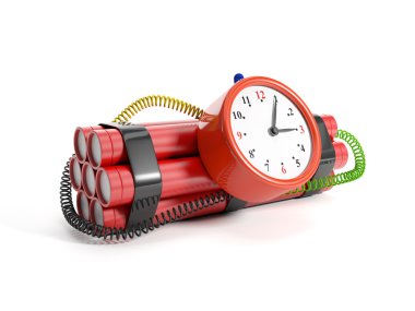 3d illustration: Alarm clock and dynamite clipart