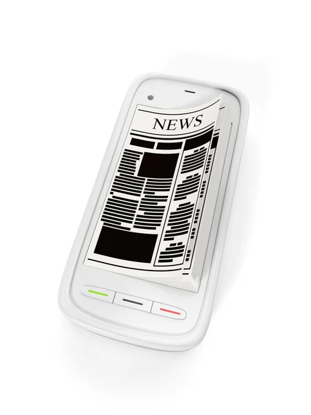 Ilustração 3d: Telefone celular com páginas abertas. E-book — Fotografia de Stock