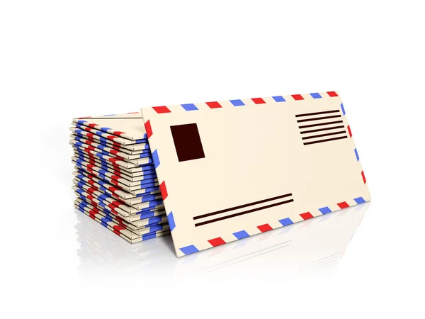 Illustration 3D : Un groupe d'enveloppes en papier, courriels — Photo