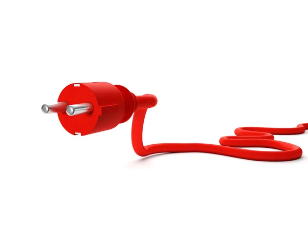 Ilustración 3d: toma de corriente roja sobre fondo blanco — Foto de Stock