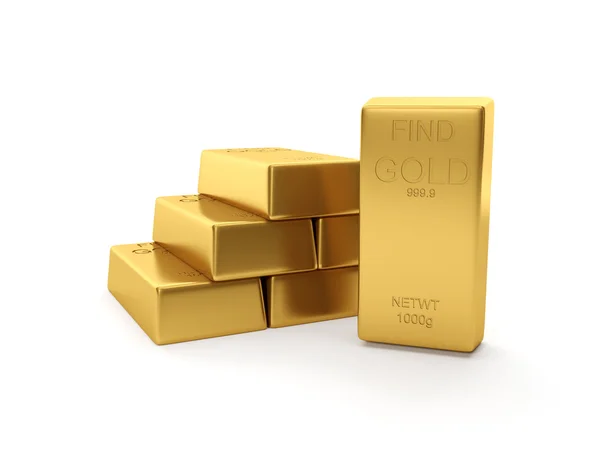 Ilustração 3d: Um grupo de barras de ouro — Fotografia de Stock