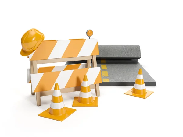 stock image 3d illustration: Repair roads, replacing the road. signs