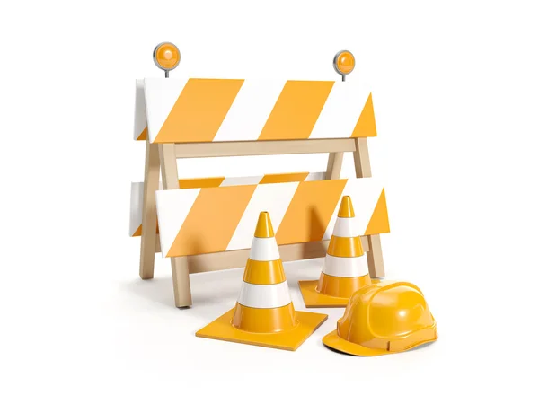 3d illustration: Repair roads, replacing the road. signs — Stock Photo, Image