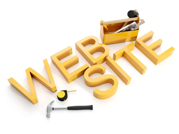 3D illustration: byggande och reparation av webbplatser. Webbdesign — Stockfoto
