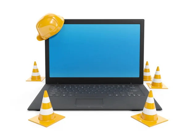 Illüstrasyon: onarım ve beyaz üstünde laptop için koruma — Stok fotoğraf