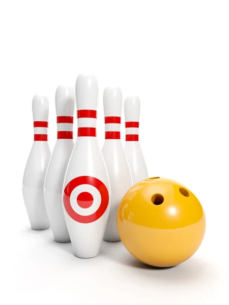 3d illustration: Sport. Bowling ball and bowling on a white back — Stok fotoğraf