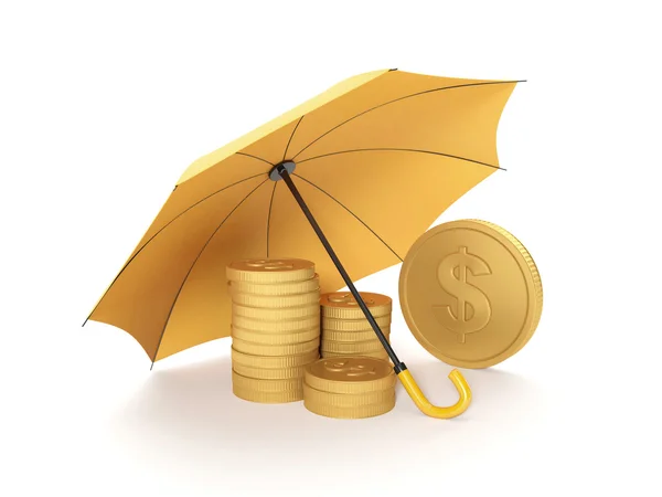 Ilustração 3d: Protegendo fundos, seguros. Capas de guarda-chuva ir — Fotografia de Stock