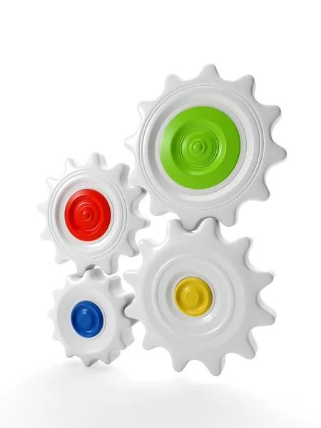 3ä illustration: Gears the mechanism in work — Stock Photo, Image