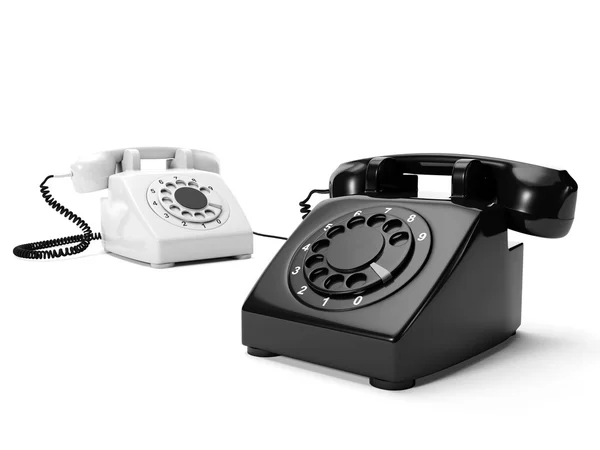 3. Ilustração: Dois telefones preto e branco estão conectados a — Fotografia de Stock