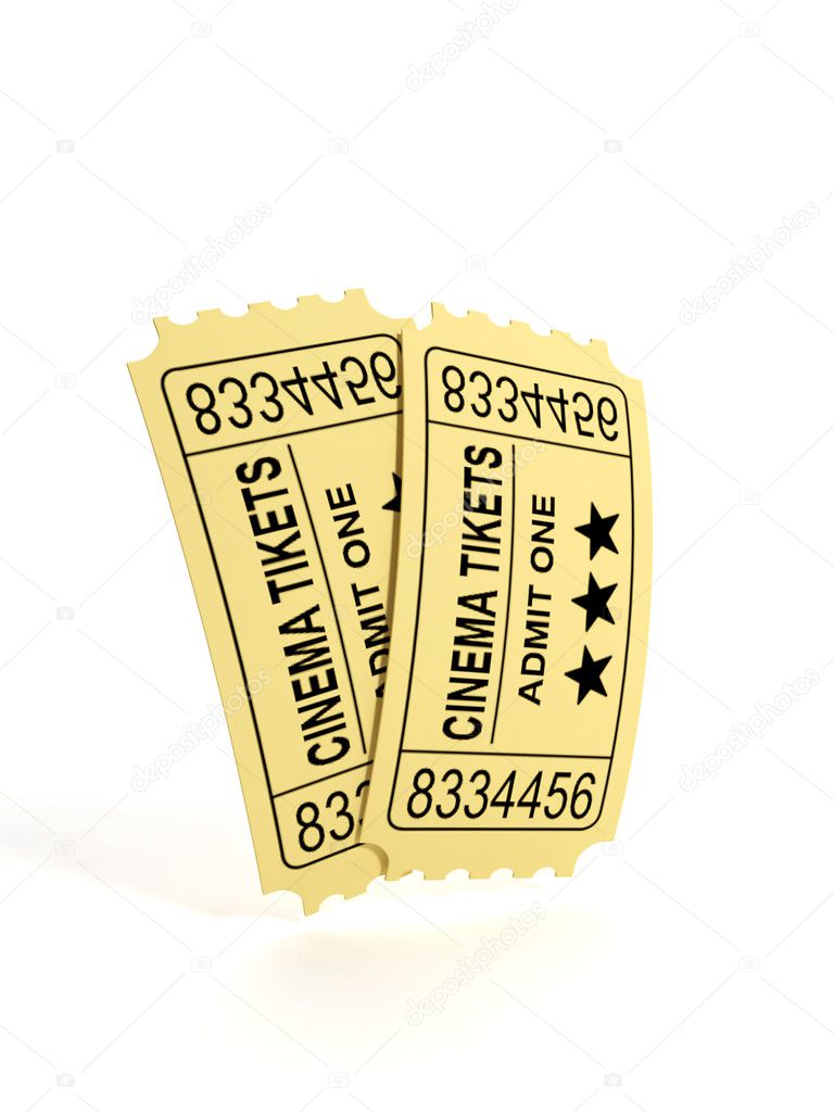 3d illustration: Two tickets to the movies. Isolated image