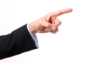 Business man's hand pointing up clipart