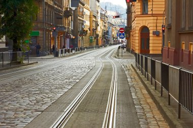 Old cobbled road in Lviv, Ukraine clipart