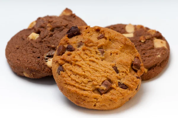 Drie chocolade chip cookies — Stockfoto
