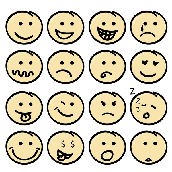 Cute face icons — Stock Vector