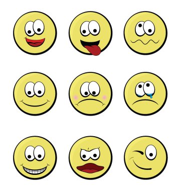 Cute face icons clipart