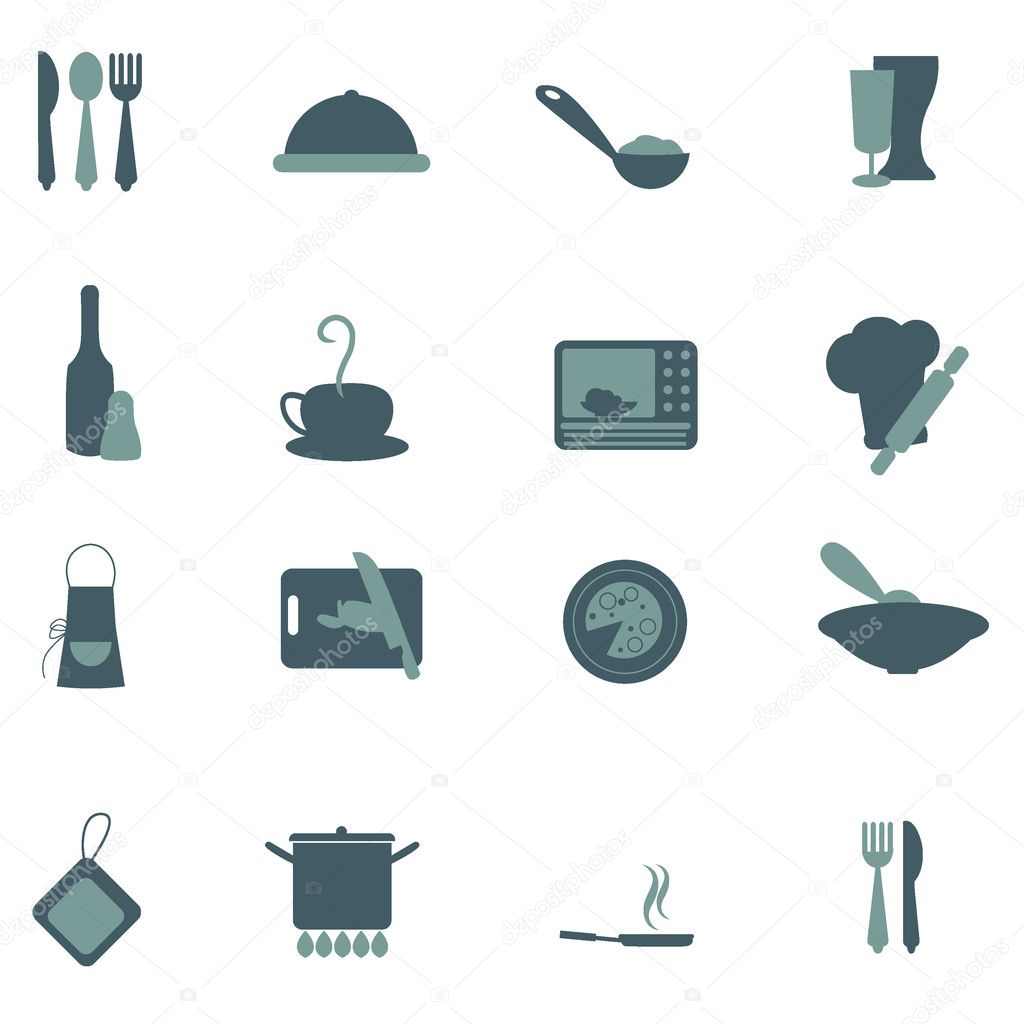 Icone di cose di cucina — vettoriali stock © glossygirl21 #11102469 Cose di cucina