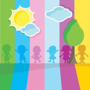 Silhouettes children clipart