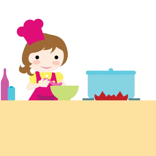 Дівчата, приготування їжі — стоковий вектор