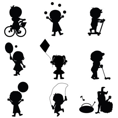 Happy children silhouettes background clipart