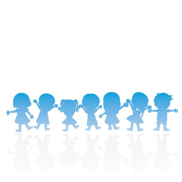 Happy children silhouettes background — Stock Vector