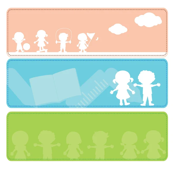 Silhouettes children banners — Stock Vector