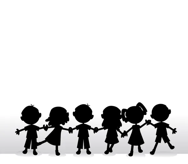Children silhouettes background — Stock Vector