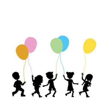 Children with balloons background clipart