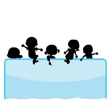 Children silhouettes background clipart