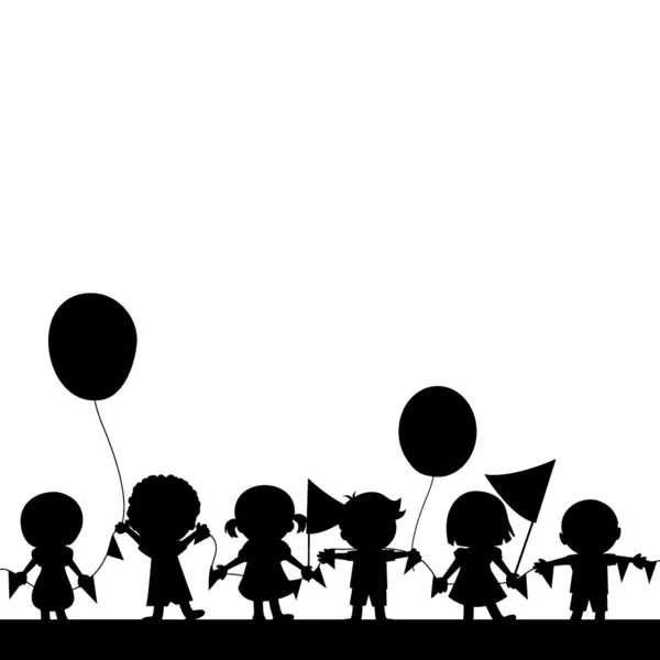 Children silhouettes background — Stock Vector