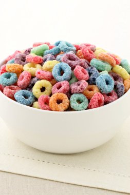 Kids delicious and nutritious cereal loops or fruit cereal clipart