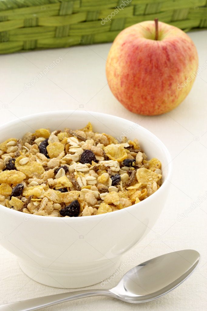 Healthy granola and fresh fruits