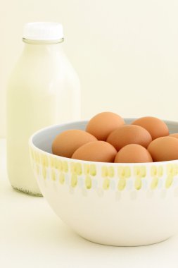 Fresh eggs and milk clipart