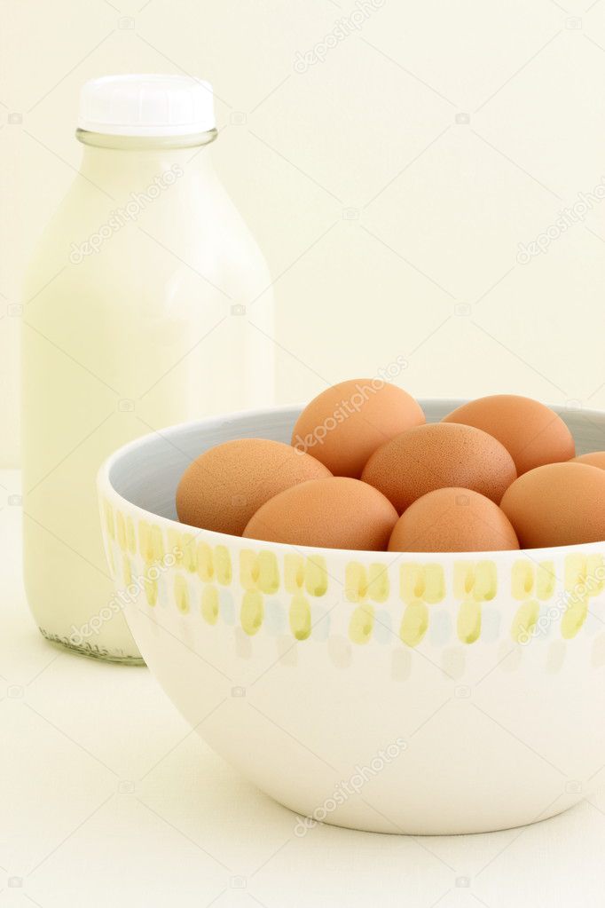 Fresh eggs and milk