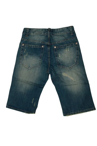 Jeans pantaloncini isolati su sfondo bianco — Foto Stock