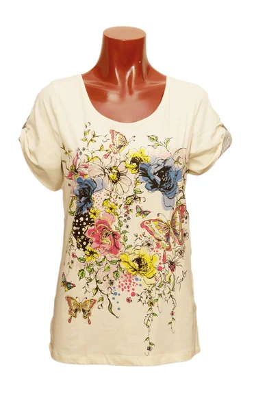 Beautiful t-shirt with flowers — Stock Photo, Image