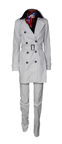 सफेद पृष्ठभूमि पर अलग पैंट के साथ महिला कोट — स्टॉक फ़ोटो, इमेज
