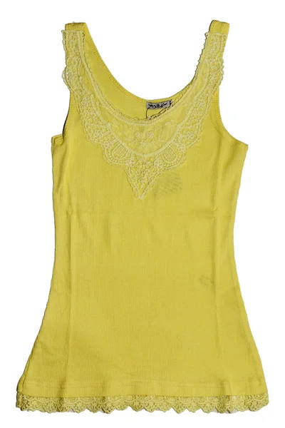 पांढरा पार्श्वभूमीवर पिवळा महिला शर्ट — स्टॉक फोटो, इमेज