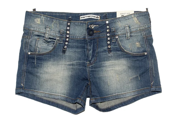Kvinder jeans shorts isoleret på hvid baggrund - Stock-foto