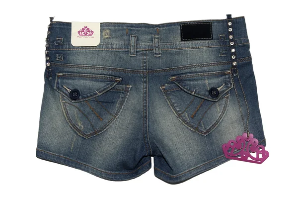 Frauen Jeans Shorts isoliert auf weißem Hintergrund — Stockfoto