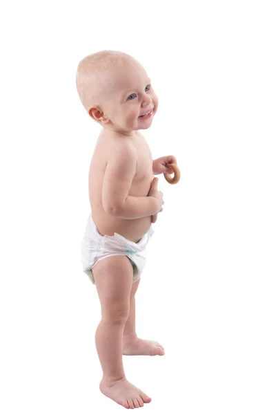 Child goes and plays in diapers — Stock Photo, Image