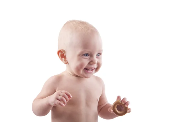 Child goes and plays in diapers — Stock Photo, Image